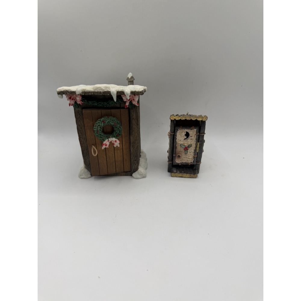 Mary's Moo Moos Christmas Potty Outhouse Figurine 1997 Enesco + Mini Outhouse